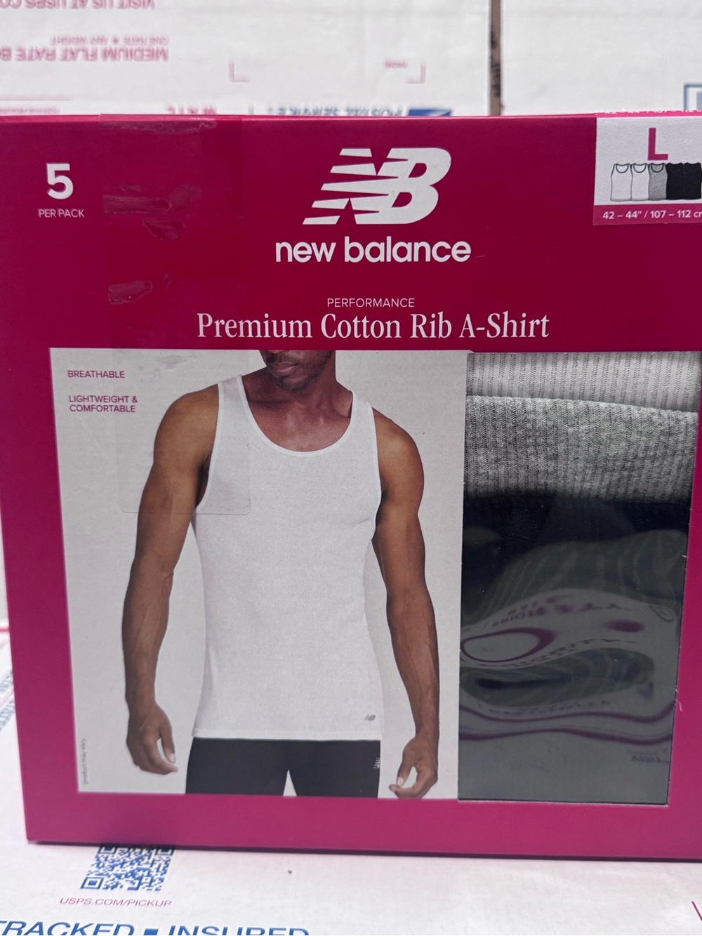 New Balance Men’s White Ribbed Cotton Tank Top